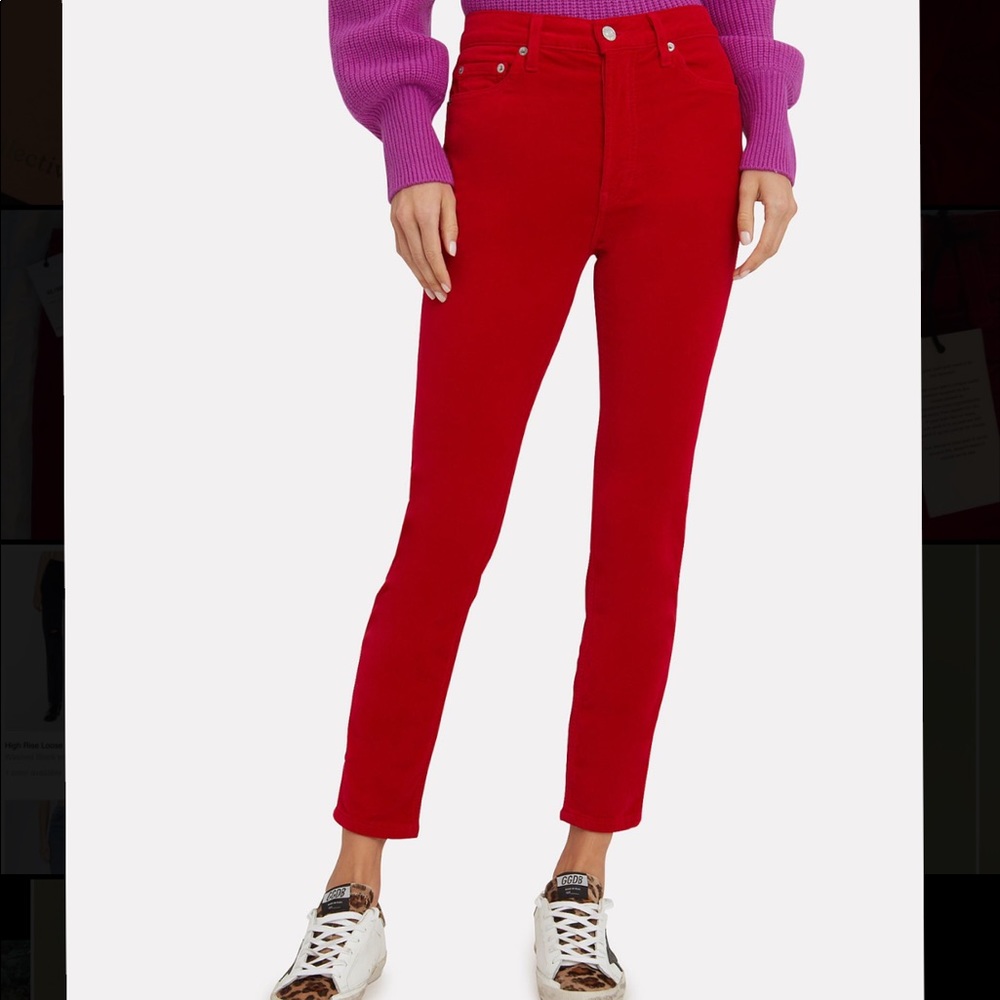 NWT RE/DONE Red Velvet High Rise Ankle Crop Pants